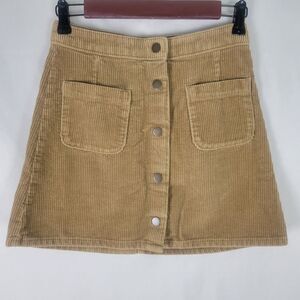 Arizona Mini Skirt Juniors 1 Brown Snap Button‎ Pockets Womens Corduroy